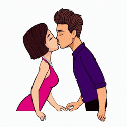 Besitos Loving Couple Animated GIF