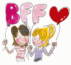 Best Friends Cute Girl BFF Balloon Cartoon GIF