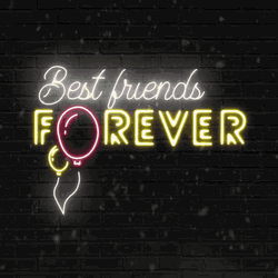 Best Friends Forever Neon Balloon Text Animation