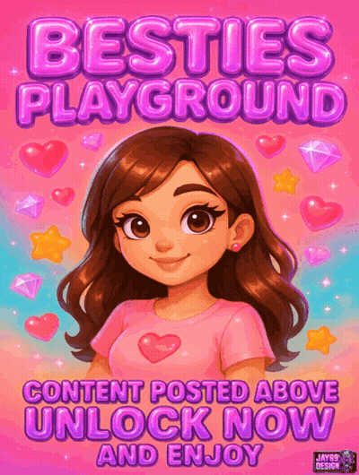 Besties Playground Girl In Pink Shirt With Hearts And Stars GIF