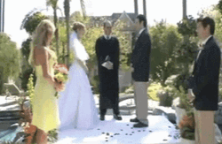 Bestman Slipping Pushing Bride In Pool Funny Wedding Fail GIF