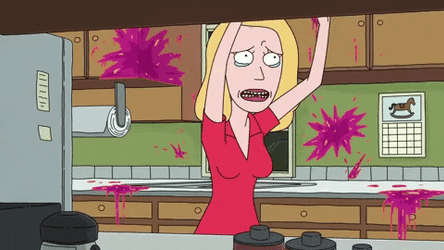 Beth Smith Panic Pouring Drinking Wine GIF