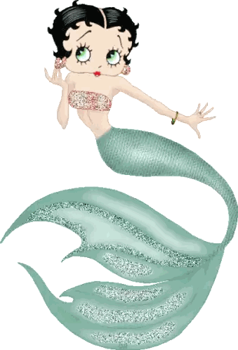 Betty Boop Cartoon Character With Green Tail Sticker