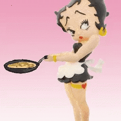 Betty Boop Holding Frying Pan And Pancake GIF