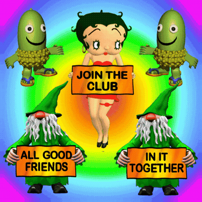 Betty Boop Holding Join The Club Sign GIF