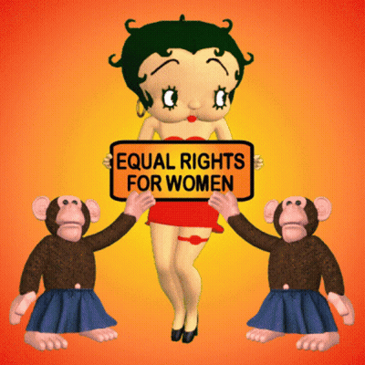 Betty Boop Holding Sign Equal Rights For Women GIF
