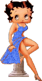 Betty Boop In Blue Dress Sitting On Pillar Sticker