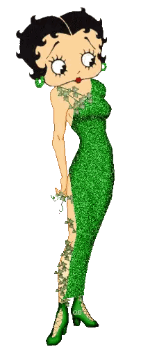 Betty Boop In Green Dress With Ivy Sticker
