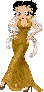 Betty Boop In Long Gold Dress And White Scarf Sticker