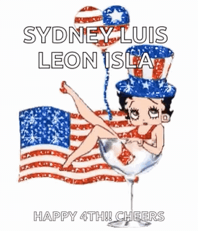 Betty Boop In Martini Glass With American Flag GIF