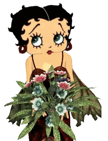 Betty Boop Is Holding A Bouquet Of Flowers In Her Hand Sticker