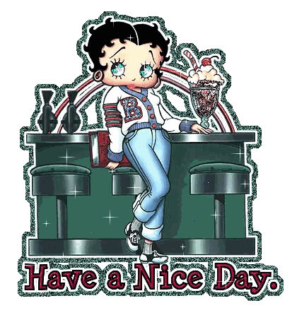 Betty Boop Is Sitting At A Bar With A Sundae And The Words Have A Nice Day Sticker