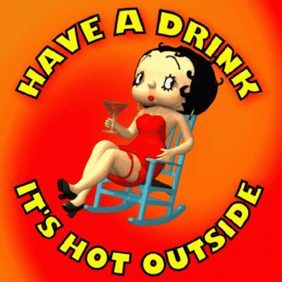 Betty Boop Rocking Chair Holding Martini Have A Drink It's Hot Outside GIF