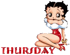 Betty Boop Sits On The Word Thursday In Red Sticker