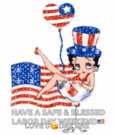 Betty Boop Sitting In Martini Glass With American Flag GIF