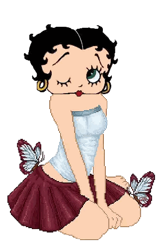 Betty Boop Sitting On Floor With Butterflies Sticker