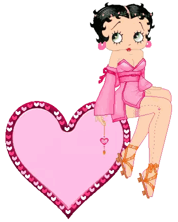 Betty Boop Sitting On Pink Heart Sticker