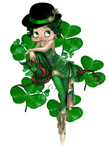 Betty Boop Surrounded By Four Leaf Clovers Sticker