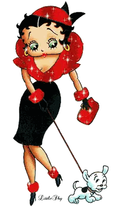 Betty Boop Walking Dog Sticker