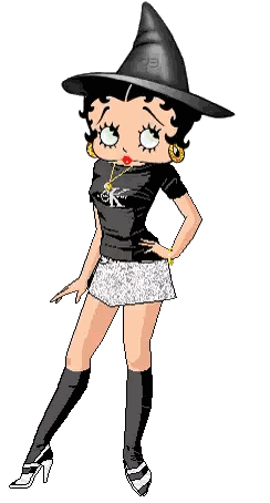 Betty Boop Wearing Witch Hat And Black Shirt Sticker