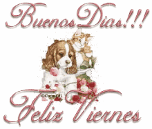 Beunos Dias Feliz Viernes Cute Dog Puppy Sparkling Glitters GIF
