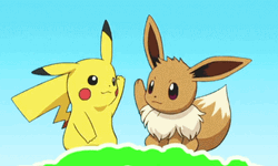 Bffr Pikachu Eevee Bestie High Five Wave GIF