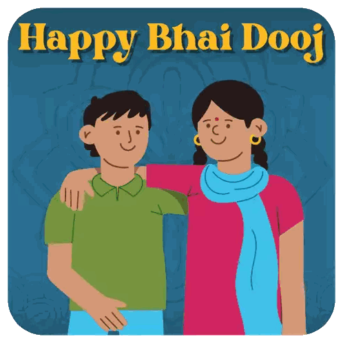 Bhai Dooj Greeting Card With Boy And Girl Sticker
