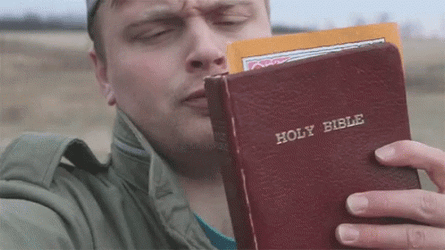 Bible Guy Bite Enlightened Fly Away GIF