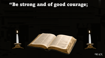 Bible With Quote From Joshua 1:9 GIF