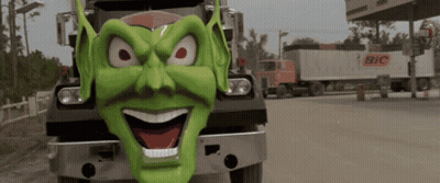 Bic Truck In Front Of Green Monster GIF