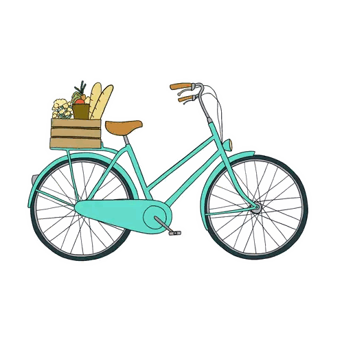 Bicycle With Grocery Basket Sticker