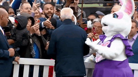 Biden Ice Cream With Easter Bunny GIF