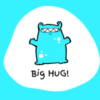 Big Air Hug Blue Happy Monster Cartoon