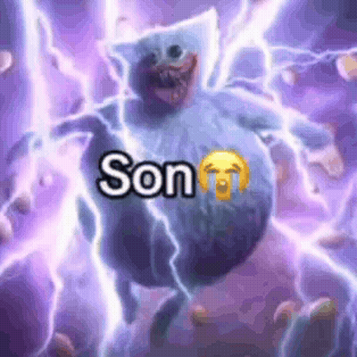 Big Belly Cartoon Character Surrounded By Lightning Son GIF