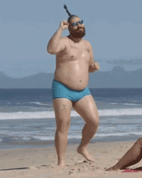 Big Belly Man Funny Beach GIF