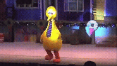 Big Bird Sesame Street Dancing On Stage In Front Of Crowd GIF