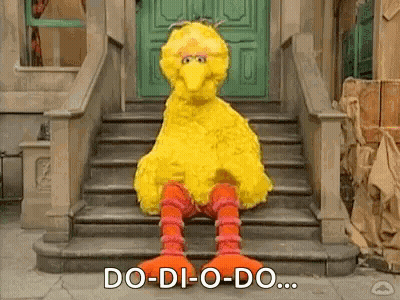 Big Bird Sitting On Stairs GIF