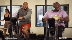 Big Black Guys Frantic Gym Stationary Bike GIF