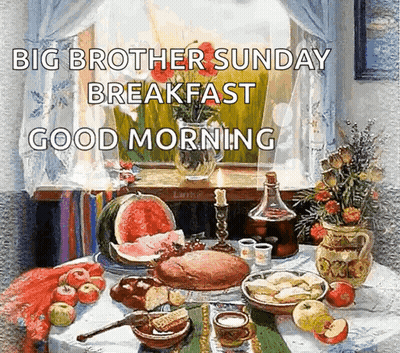 Big Brother Good Morning Breakfast Table Full Food GIF