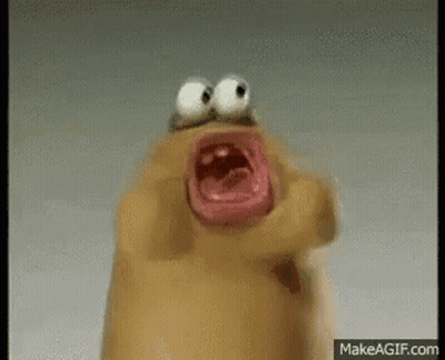 Big-Eyed Cartoon Character Making Funny Face GIF