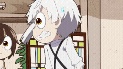 Big-Eyed Cartoon Character Standing Next To Another GIF