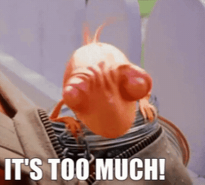 Big Eyed Cartoon Saying It's Too Much GIF