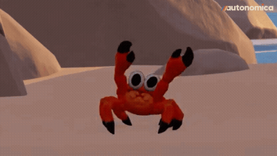 Big-Eyed Red Crab Dancing On Beach With Autonomica GIF