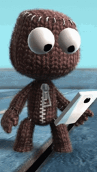 Big Eyes Sackboy Phone GIF