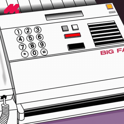 Big Fax Machine On Purple Surface GIF