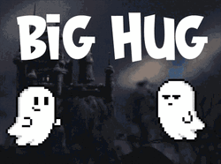 Big Ghost Hug Cute Cartoon Couple