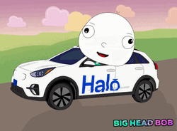 Big Head Bob Riding A Car GIF