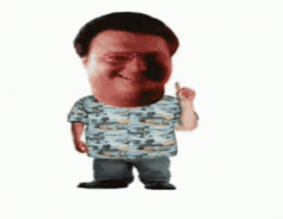 Big Head Man Pointing Blue Shirt Jeans GIF