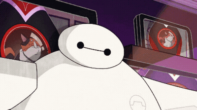 Big Hero 6 Cartoon Character With Cat In Capsule GIF