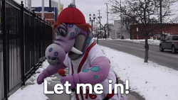 Big Lug Mascot Let Me In Meme GIF